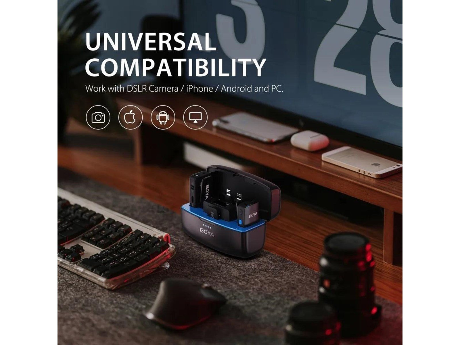 BOYA Wireless 2.4GHz Microphone x2 MIC 3.5mm TRS Lightning USB-C BOYA Wireless 2.4GHz Microphone x2 MIC 3.5mm TRS Lightning USB-C